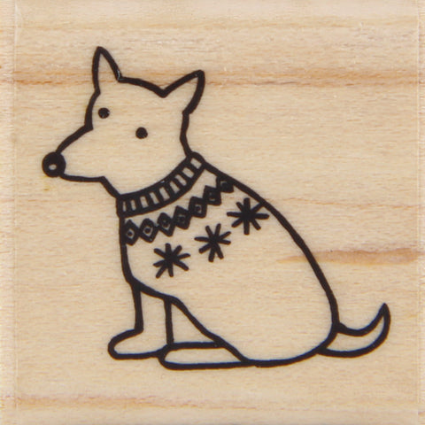 wood stamp - winter dog