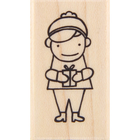 wood stamp - winter boy