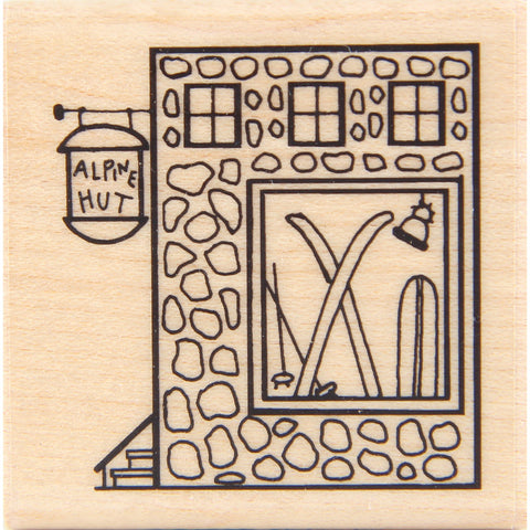 wood stamp - alpine hut