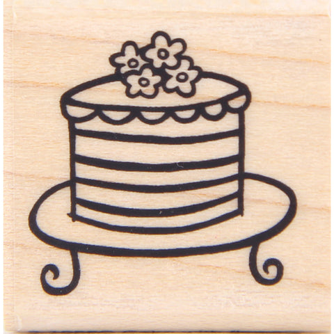 wood stamp - cake with flowers