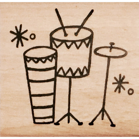 wood stamp - drum set