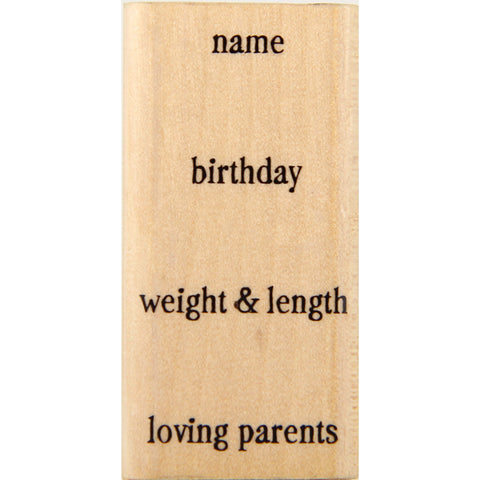 wood stamp - baby announcement