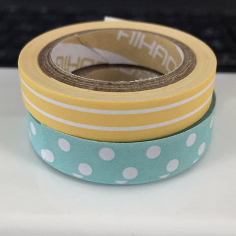 paper tape - yellow stripe & blue dot