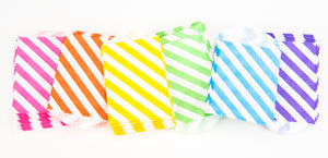 treat bags small - diagonal stripe - papaya