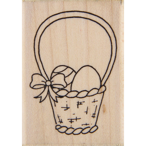 wood stamp - spring basket