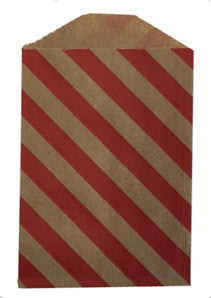 treat bags small - diagonal stripe - cherry on kraft